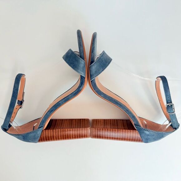 Steve Madden Chic Dressy Suede Leather Block Heeled Sandals-Sz 8-Blue Grey - Picture 6 of 12